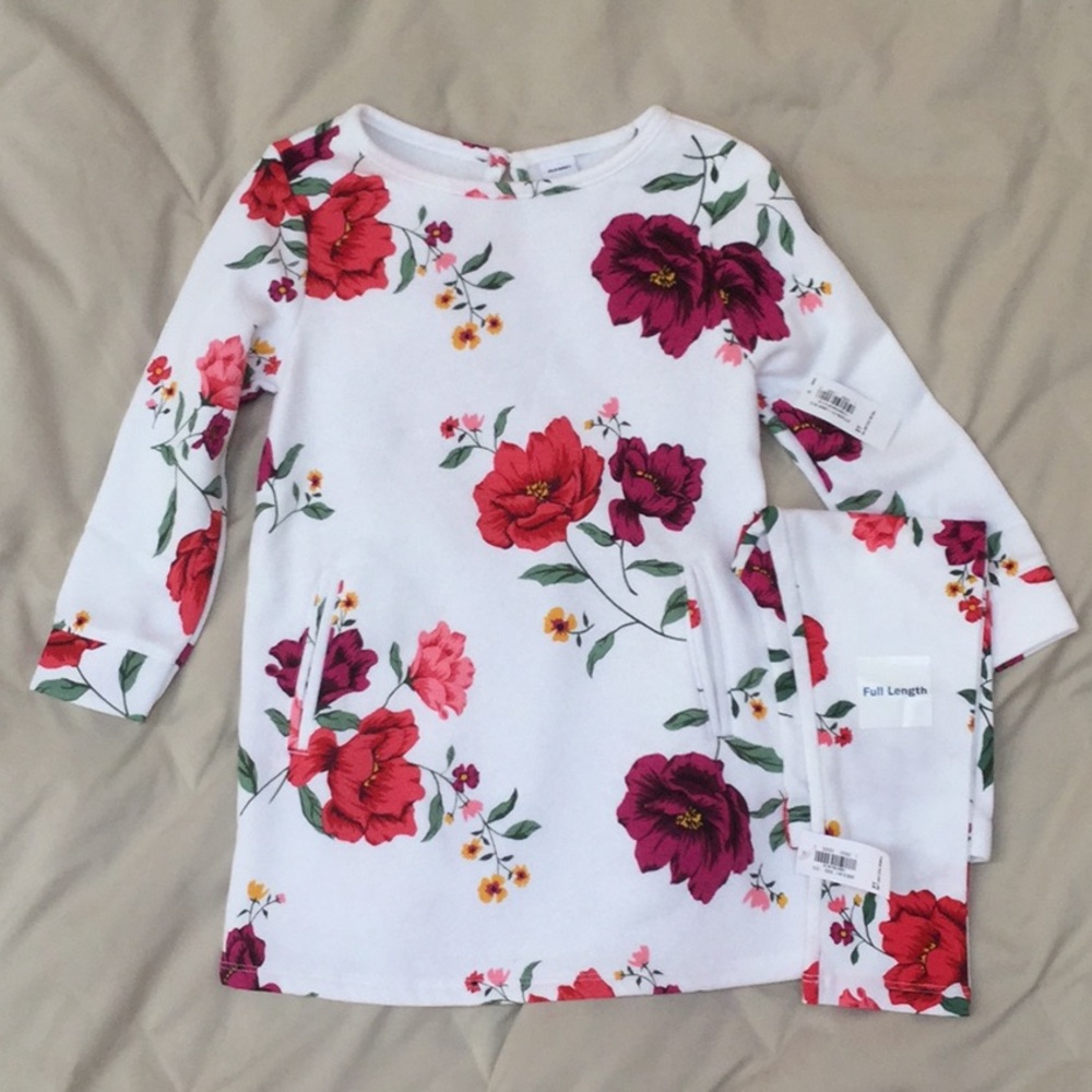 3T NWT Old Navy Sweatshirt Dress w/  leggings.